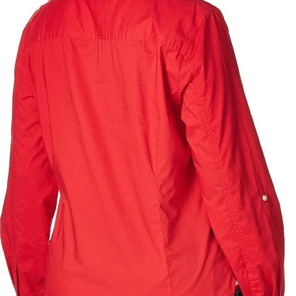 Plus Size Cotton Red Roll-Tab Shirt NWT - Picture 3 of 11